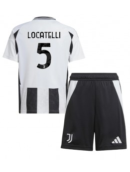 Otroški Nogometna dresi replika Juventus Manuel Locatelli #5 Domači 2024-25 Kratek rokav (+ hlače)